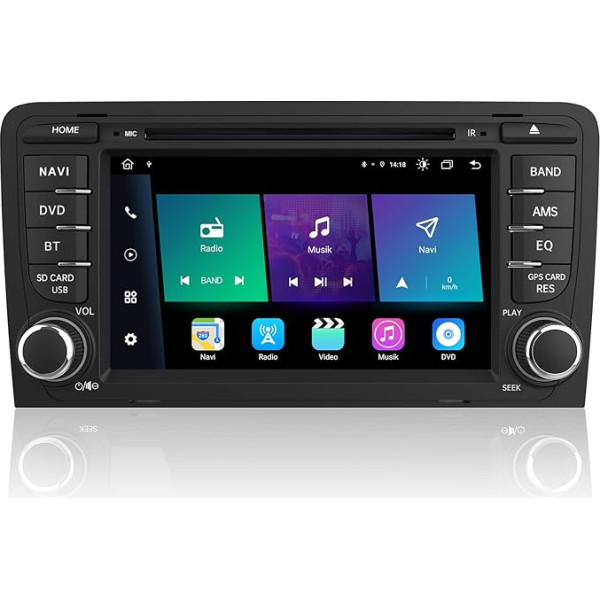 AWESAFE Android 11 auto radio priekš Audi A3 S3 RS3, 2GB + 32GB, radio ar satelītnavigāciju Atbalsta DAB+ WLAN CD DVD Bluetooth 2 DIN 7 collu ekrāns