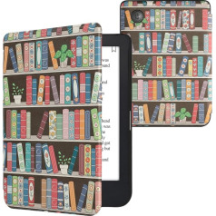 kwmobile Flip Case saderīgs ar Kobo Clara 2E / Tolino Shine 4 Case - eReader Case - Grāmatu vāciņš ar augiem Blue Green Pink