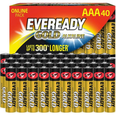 Eveready Gold AAA baterijas, 40 gab., ilgmūžīgas baterijas mājsaimniecības ierīcēm, Amazon Exclusive