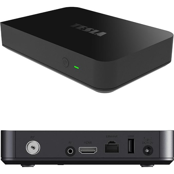 Tesla Mediabox XT850 4K Android TV kaste ar DVB-T2 uztvērēju - hibrīda TV uztvērējs, Google sertificēts, Netflix 4K, Prime Video 4K, Disney+ 4K, WiFi WLAN, Dolby Digital Plus, Bluetooth + M@TEC HDMI kabelis