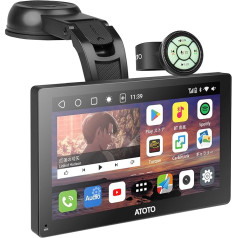 ATOTO P9 7 collu QLED pārnēsājamais Android auto stereo, 2 + 32 GB bezvadu CarPlay un Android Car, spoguļa saite, GPS izsekošana, Dual Bluetooth, WiFi, USB, Bluetooth, HDMI ports un automātiska aptumšošana, P907SD