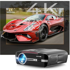 Projektors ar 4K atbalstu, 14500 lūmenu dienas gaismas projektors ar automātisko fokusēšanu, automātisko trapeces korekciju, WiFi6, Bluetooth 5.2 Full HD LED viedo projektoru 4K mājas kinozālei ar Netflix, Android TV HDR10