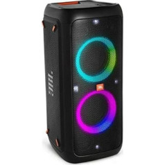 JBL PartyBox 310 bezvadu Bluetooth skaļrunis ar iebūvētu dinamisko apgaismojumu, karaoke režīmu, jaudīgiem basiem un JBL lietotņu atbalstu, melns