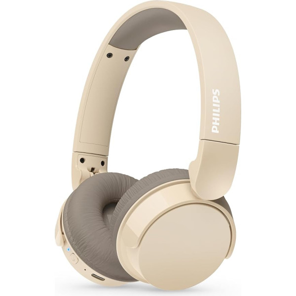 Philips TAH3209BG Leikter ohraufliegender kabelloser Bluetooth-Kopfhörer mit passiver Geräuschisolierung - 25 Stunden Spielzeit, deutliche Anrufe, dynamischer Bass, 2 Stunden USB-C-Laden - Beige