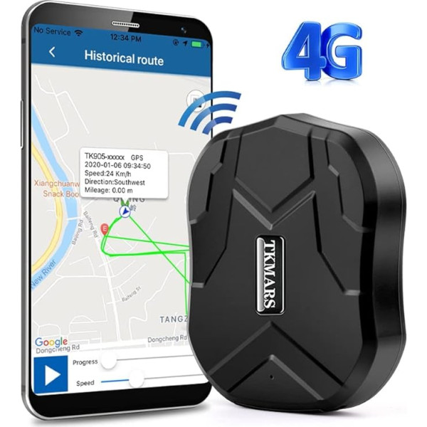 TKMARS 4G Tracker Car GPS Tracker Auto atrašanās vietas noteikšana reāllaikā, 90 dienu gaidīšanas laiks, spēcīga magnētiskā ūdensizturība, 5000 mAh