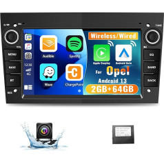 CAMECHO 2G + 64G Android 13 auto radio Opel Astra Corsa Vauxhall Meriva Zafira ar bezvadu Apple Carplay Android Car, 7 collu ekrāns Bluetooth auto radio GPS WiFi HiFi FM RDS SWC atpakaļgaitas kamera