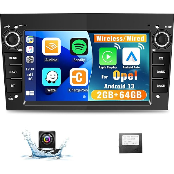 CAMECHO 2G + 64G Android 13 automobilinis radijas Opel Astra Corsa Vauxhall Meriva Zafira su belaidžiu Apple Carplay Android Car, 7 colių ekranas Bluetooth automobilinis radijas GPS WiFi HiFi FM RDS SWC atbulinės eigos kamera