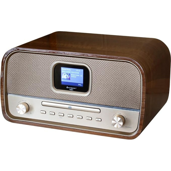 Soundmaster DAB970BR1 Retro kompaktā stereo sistēma HiFi sistēma DAB+ FM CD atskaņotājs MP3 USB Bluetooth straumēšana Krāsu displejs