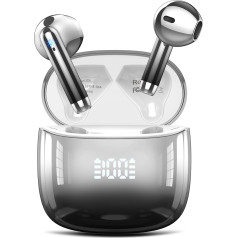 Bluetooth austiņas, bezvadu Bluetooth 5.3 In-Ear austiņas ar 4 ENC mikrofoniem, HiFi Stereo, 40H bezvadu austiņas, dziļa basa bezvadu austiņas, LED displejs, IP7 ūdensizturīgas austiņas, melnas krāsas