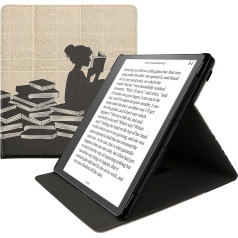 kwmobile Rokassomiņas saderīgas ar Amazon Kindle Scribe Rokassomiņas - Futrālis ar lāpstiņām un stenderiem - Lietošanai sievietēm Schwarz Beige Schwarz Beige