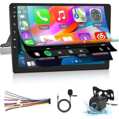 Automašīnas radio ar Android 10 pollici un 1 DIN Con Wireless Carplay e Android Car, Radio Touchscreen Con Support GPS/BT/SWC/FM + Telecamera ar AHD dublēšanas funkciju un mikrofonu