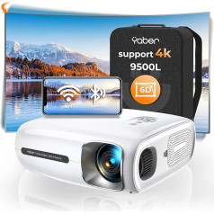 Projektors Full HD 1080P ar 6D automātisko trapeces korekciju, YABER Pro V7 12000 lūmenu 5G WiFi Bluetooth 4K projektors ar 350 collu displeju, mājas kinozāles LED projektors, āra projektors