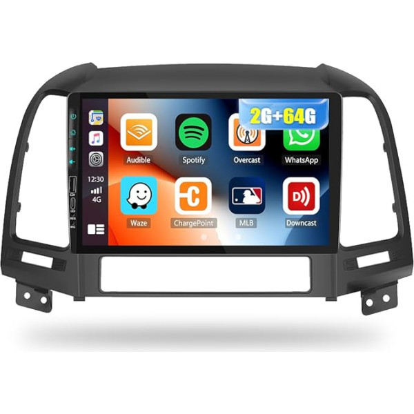 2G + 64G CAMECHO Android 13 auto radio Hyundai Santa Fe 2006-2012 ar navigācijas sistēmu Carplay Android Car, Double DIN auto radio ar 9 collu ekrānu Bluetooth RDS/FM MirrorLink