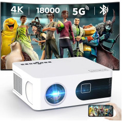 Zenwire E601H projektors 4K Full HD WiFi 2.4/5GHz Android TV Bluetooth 8000lm 600 Ansi autofokuss sānu projekcija tālruņiem/PC/PS5/Xbox/HDMI/4K mājas kinozālei