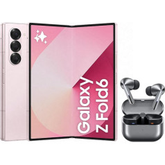 Samsung Galaxy Z Fold6 viedtālrunis ar mākslīgo intelektuālo intelektu, bez SIM bloķēšanas, bez līguma, 256 GB atmiņa, ilgs akumulatora darbības laiks, rozā + Buds3 Pro bezvadu Bluetooth austiņas, ar aktīvu trokšņu slāpēšanu