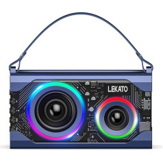 LEKATO Bluetooth колонка с RGB подсветкой, портативная музыкальная шкатулка со стереозвуком 20 Вт, BT5.3, время воспроизведения 12H+, Bluetooth-шкатулка для д