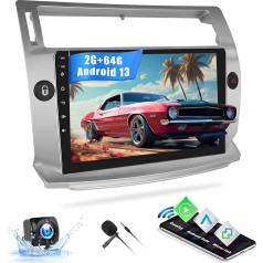 CAMECHO Android 13 2G + 64G auto radio Citroen C4 2004-2009/C-Quatre 2008-2011, 9 collu ekrāns ar bezvadu Apple Carplay Android Bluetooth/GPS/WiFi/FM/RDS/SWC/USB + atpakaļgaitas kamera