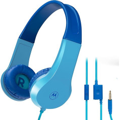 Motorola Sound JR200 - Bērnu austiņas ar kabeli - vadu bērnu austiņas ar skaļuma ierobežojumu 85 dB un audio sadalītāju - BPA Free - no 3 gadiem - zilas