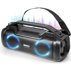 Duronic BX48 Portatīvais Bluetooth skaļrunis, bezvadu Boombox ar RGB apgaismojumu, IPX5 aizsardzība pret šļakatām, ekstrēma skaņa, 4,5 stundas atskaņošanas laiks, saderīgs ar AUX/USB/TWS, MicroSD līdz 32 GB