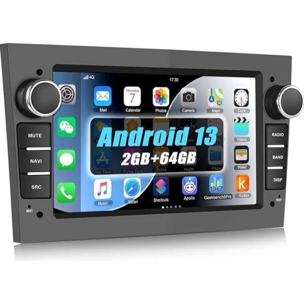 [2+64G] CAMECHO Android 13 Auto radio 2-DIN ar navigācijas sistēmu Opel Corsa d/Astra h/Zafira b/Meriva/Vivaro radio, 7 collu kapacitīvais skārienjūtīgais skārienjūtīgais ekrāns Atbalsta stūres vadību USB Bluetooth