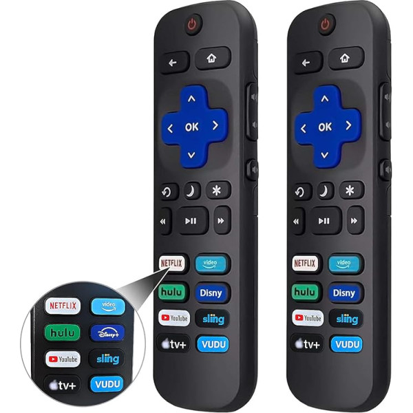 Fourmor (2 gab.) Rezerves tālvadības pults Roku TV, kas saderīga ar Roku iebūvēto TCL/LG/Hisense/Philips/Sharp/Onn/Insignia/Element TV 【ne Roku Stick un Box】