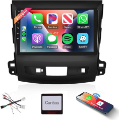 Podofo Carplay auto radio Mitsubishi Outlander 2/Citroen C-Crosser/Peugeot 4007 2008-2015, 9 collu skārienjūtīgais ekrāns 2+64G ar bezvadu Carplay Android Car, Bluetooth/GPS/WiFi/FM/SWC/HiFi/USB+ aizmugures skats