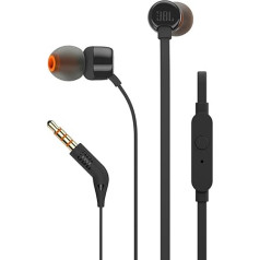 JBL Tune 160 Binaurālās austiņas un mikrofons, melnas, Austiņas un mikrofoni (Vadu, Austiņas, Binaurālās, In-Ear, 20-20 000Hz, Melnas)