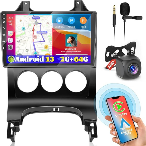 Hikity [2+64G] Android 13 auto radio ar satelīta navigāciju Peugeot 3008 2009-2015 Bezvadu Carplay Android Car 6,2 collu skārienjūtīgais displejs Auto radio ar GPS Bluetooth FM RDS WiFi USB Spoguļa saite atpakaļgaita