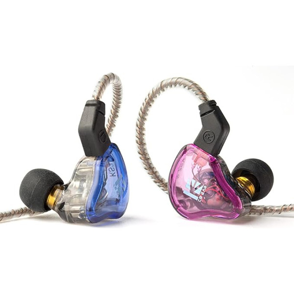 Yinyoo KBEAR KS2 In-Ear austiņas, KB KS2 Stereo Bass austiņas, 1BA + 1DD hibrīda austiņas ar trokšņu slāpēšanu un noņemamu kabeli pastaigām (bez mikrofona, violeta)