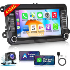 4G + 64G Android 12 auto radio VW Golf 5 Golf 6 T5 Touran Polo Sharan Passat Tiguan Seat 7 collu IPS skārienjūtīgā ekrāna auto radio ar Wireless Carplay/Android Car, GPS, WiFi, Bluetooth, DAB/OBD2/DPS