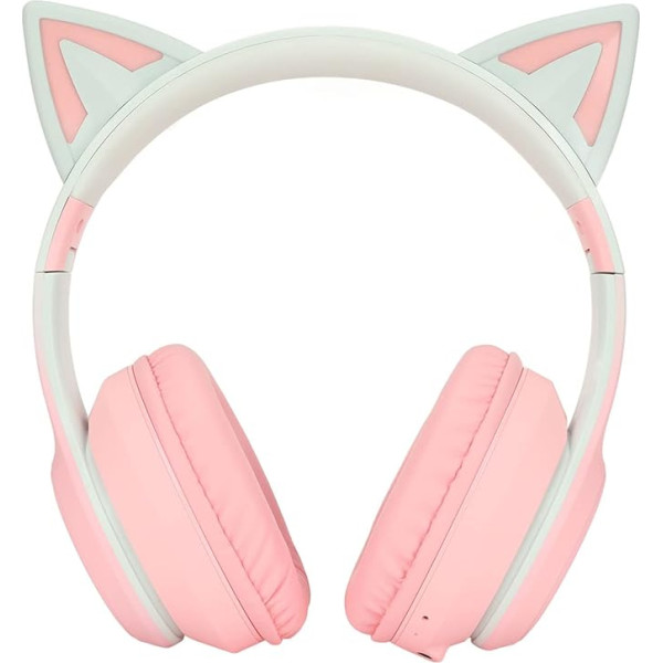 KUIDAMOS Cat Ear Bluetooth austiņas ar mikrofonu Salokāmas bezvadu austiņas ar LED gaismu, bezvadu un vadu savienojumiem, skaļuma regulēšana (rozā)