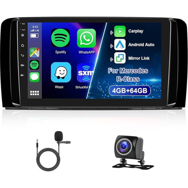 Hodozzy 4G + 64G auto radio priekš Mercedes-Benz R-Class R300 R350 R280 R320 2005-2017 Android 8 Core 9