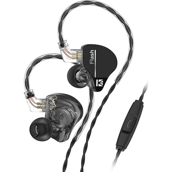 KINBOOFI KBEAR Flash 1DD + 1BA In-Ear austiņas, HiFi vadu austiņas, vieglas trokšņu slāpēšanas IEM ar 2 m noņemamu kabeli un HD mikrofonu zvaniem, ergonomiska dizaina austiņas