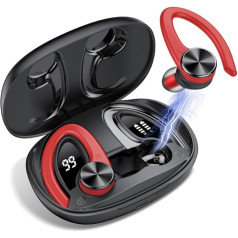 Ajblg Bluetooth austiņas Sport In-Ear austiņas Bezvadu Bluetooth 5.3 ar HD mikrofonu, izcila skaņa, 45 stundu atskaņošanas laiks, ērts fit, dubults LED displejs, IP7 ūdensizturīgas austiņas ar ausu āķiem