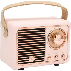 Septpenta Retro radio Bluetooth skaļrunis, 360° Stereo Surround skaņa, daudzrežīmu atskaņošana, skaists mini izskats, 400 mAh litija akumulators, neliels guļamistabas rotājums (rozā)