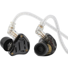 LINSOUL KZ ZS10 PRO 2 In-Ear Monitor IEM, 1DD+4BA hibrīda austiņas ar kabeli, ar 4 līmeņu regulēšanas slēdzi, 3-virzienu krosoveru, spēļu austiņas, sudrabots IEM kabelis (bez mikrofona, melns)