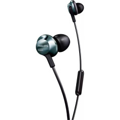 PHILIPS Audio In-Ear austiņas PRO6305BK/00 In-Ear (augstas izšķirtspējas audio, integrēts mikrofons, trokšņu slāpēšana, 3 ausu vāciņu veidi, ergonomisks dizains), melnas/sudraba, viens izmērs