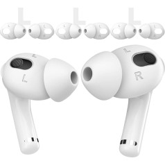 AhaStyle 3 pāri AirPods 3 silikona austiņu, kas neslīd, nav piemērotas uzlādes korpusam, saderīgas ar Apple AirPods 3 2021 (3 pāri lielas, baltas)