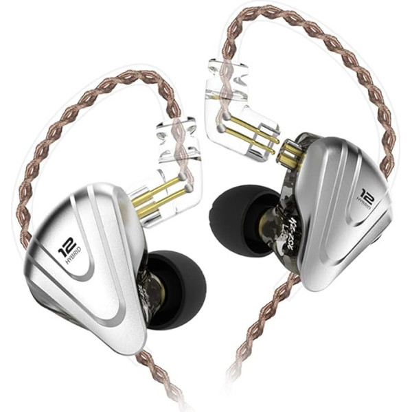 Yinyoo KZ ZSX 1DD 5BA Hibrīda austiņas 1 dinamiskās 5 balansētas armatūras austiņas, mūziķa In-Ear monitora austiņas, augstas precizitātes, HiFi austiņas (bez mikrofona, melnas)