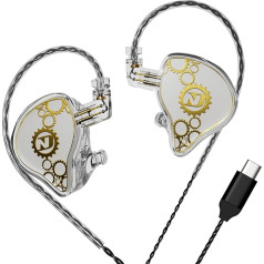 ND Venus 10mm Dual Magnetic Dynamic Driver IEM austiņas HiFi Wired Gaming Earbuds 2 Pin noņemams kabelis (bez mikrofona, kristāls)