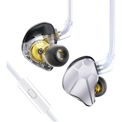 EZ EAR In-Ear Monitor CCZ BC04 HiFI austiņas DD & BA Dynamic Drivers Rich Details Cable austiņas IEM Deep Bass ar 2 kontaktu noņemamu kabeli tālrunim, datoram, mūzikas spēlēm (sudraba, mikrofons)