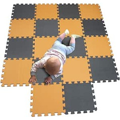 Mqiaoham Baby Floor Mat / Children’s Play Mat, Puzzle Design, Free from Harmful Substances Orange / grey