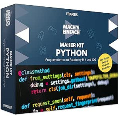 FRANZIS 67183 — Mach Easy Python Maker komplekts Raspberry Pi 4 un 400, ietver visas sastāvdaļas un 140 lappušu rokasgrāmatu