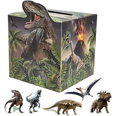 SietDESEO Valentine's Day Card Box for Kids, Dinosaur Valentine's Day Cards for Kids Classroom Exchange School Valentine's Day Mailbox with 30 Dinosaur Cards