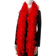 Larryhot 80g Red Feathers Boa — 2 m pūkains boa ballītei, Helovīna kostīmam, Ziemassvētku eglītei, koncertam un mājas dekorēšanai (80 g — sarkans)