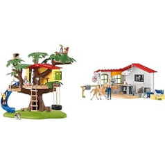 SCHLEICH 42408 Adventure Tree House, bērniem no 3 gadu vecuma, Farm World — rotaļu komplekts un 42502 veterinārā prakse ar mājdzīvniekiem, bērniem no 3 gadiem, Farm World — rotaļu komplekts