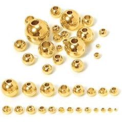 100pcs 2-8mm Stainless Steel Gold Color Spacer Beads Charm Loose Beads DIY Bracelets Necklace Beads for Jewelry Making Gold Color 8mm x Hole 2.5mm