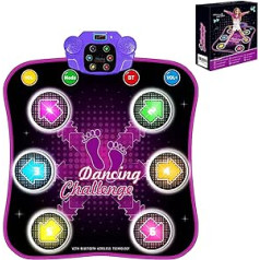 Aucrsozk vācu bērnu deju paklājiņš meitenēm no 3 4 5 6 7 8+ gadiem meitenēm ar Bluetooth, mūzikas deju paklāji ar 6 LED gaismas bultiņām, elektroniskā deju paklājiņa rotaļlietas ar 5 spēļu režīmiem