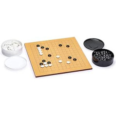 Yellow Mountain Imports Beech Wood Veneer 1 cm Etched Reversible 9 x 9/13 x 13 Go Game Board Set for Beginners with Double Convex Melamine Stones - Classic Strategy Board Game (Baduk/Weiqi)