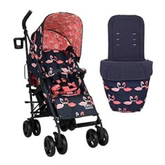 Cosatto Supa 3 Pushchair - Lightweight Pushchair from Birth to 25kg - Simple, Compact, Umbrella Folding, Large Shopping Basket, Carry Handle Footmuff Pretty Flamingo CT5051, Rose